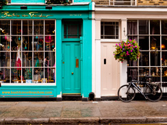 Shops along portabello road in London, England